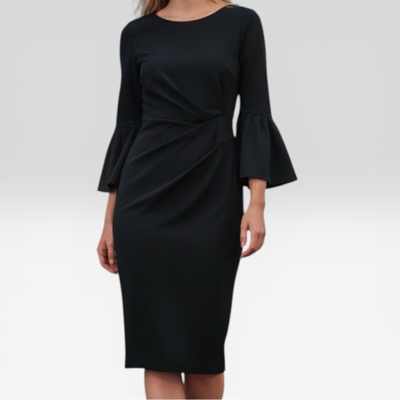 Adrianna Papell Dresses & Skirts - Adrianna Papell Black Bell Sleeve Sheath Dress | Size 10 Regular